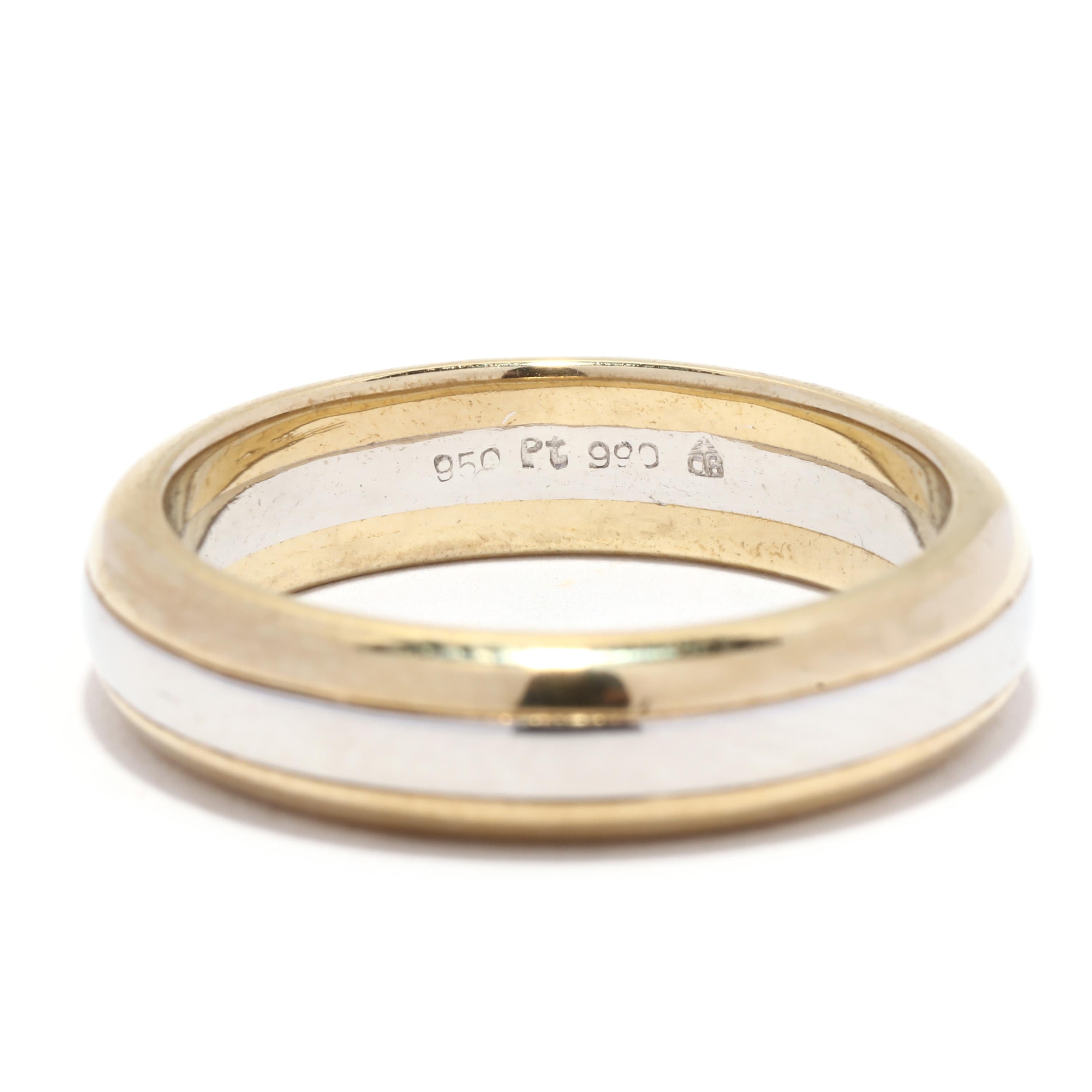 Zweifarbiger Ehering, Platin 14K Gelbgold, Ring Größe 8,75, stapelbar f�ür Damen oder Herren