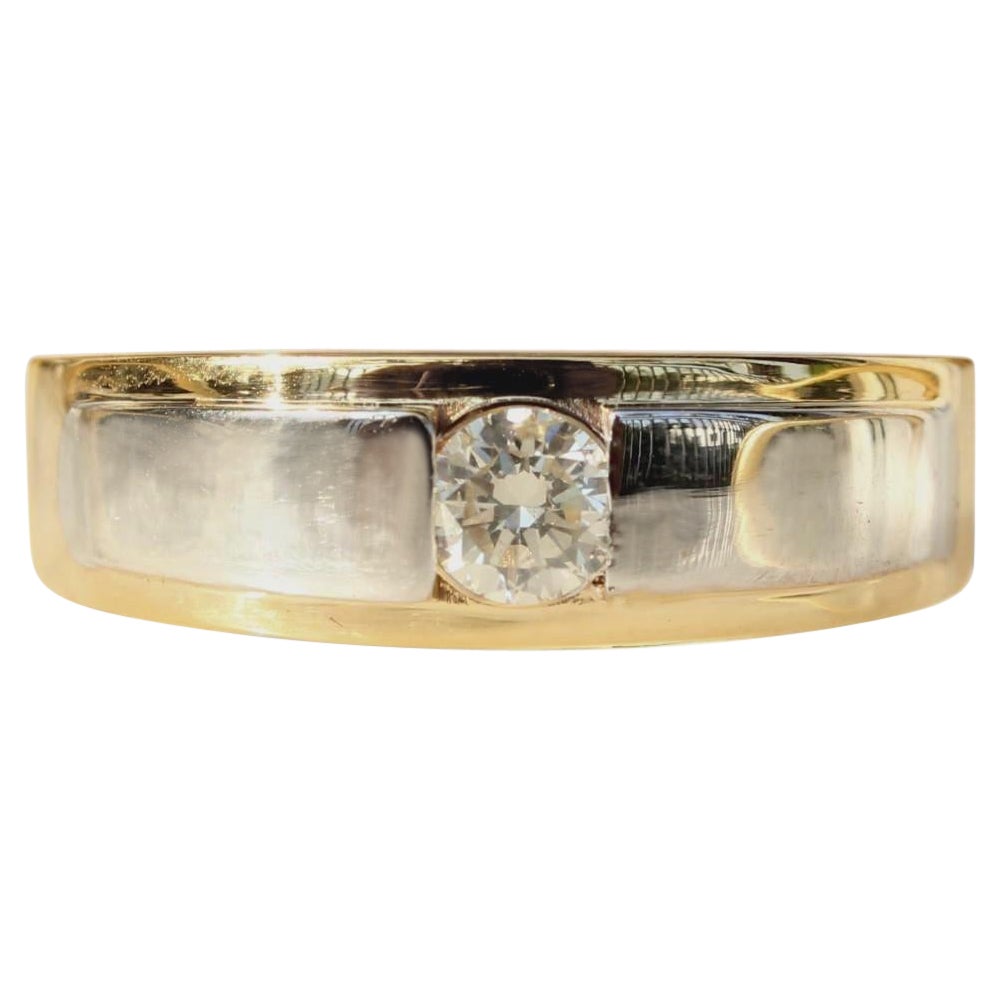 Anneau de mariage bicolore pour homme en or massif 14k (certifié) en vente