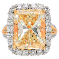 Two-Tone White and Yellow Gold Emerald-Cut Fancy Yellow Diamond Engagement Ring