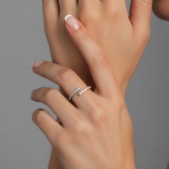 Two Tone White Diamond 14K (or 18k upon request) White Yellow Gold Open Ring