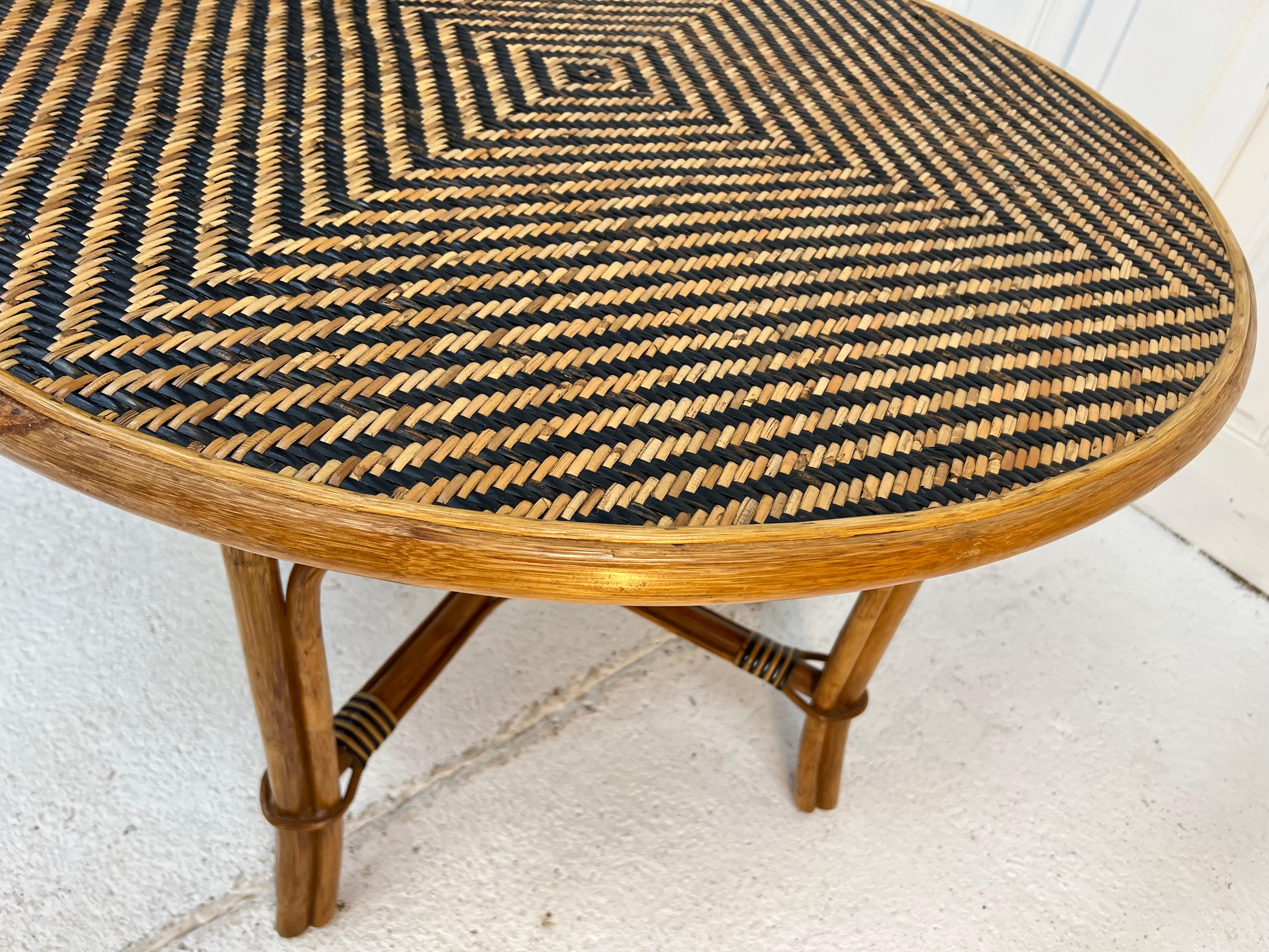 20th Century Two Tone Wicker Table 1950s Vintage For Sale