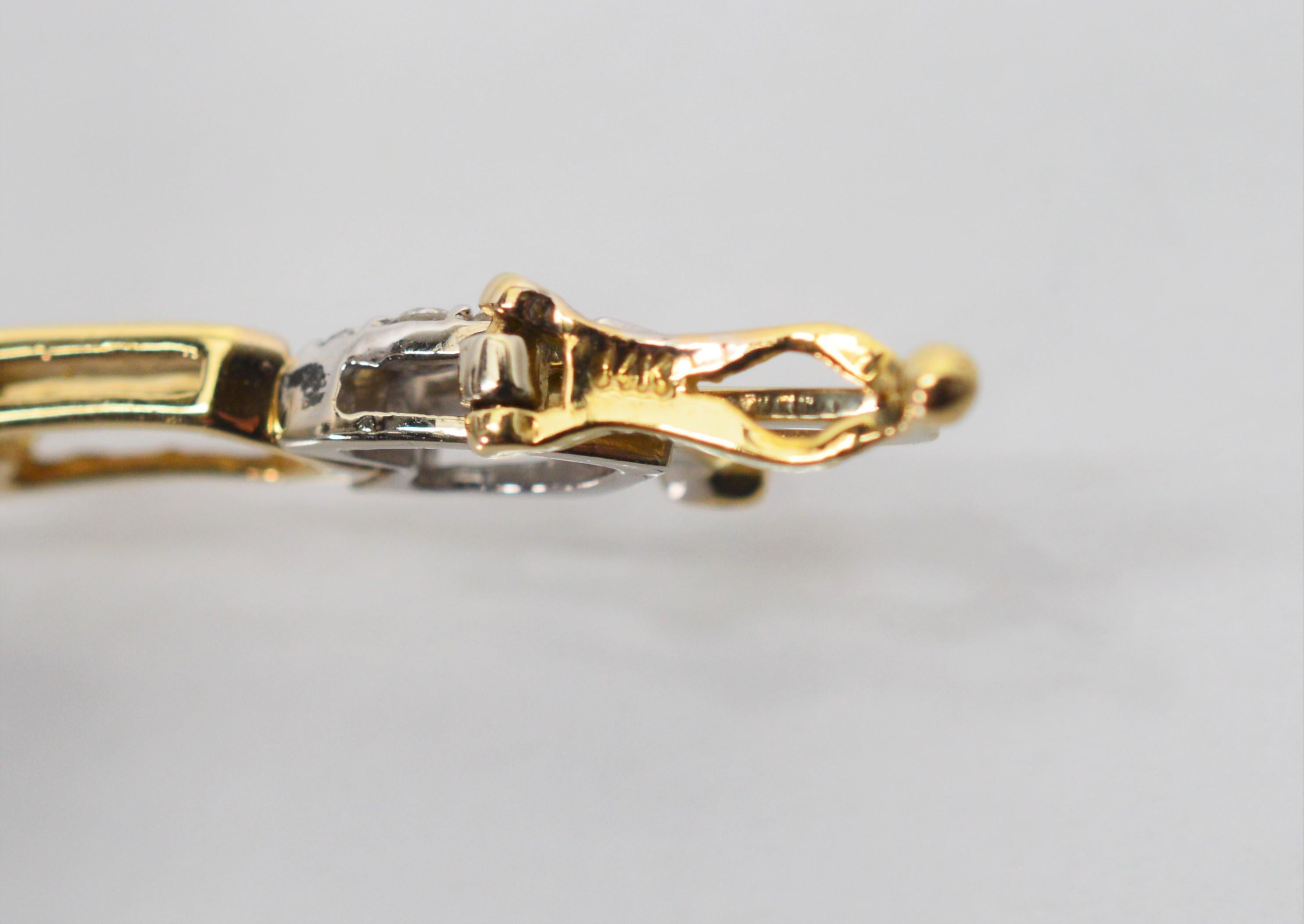 Two-Tone Yellow and White Gold Link Bracelet with Diamond Accents 3