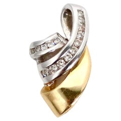 Two-Tone Yellow & White 14k Gold Slide Pendant With Diamonds