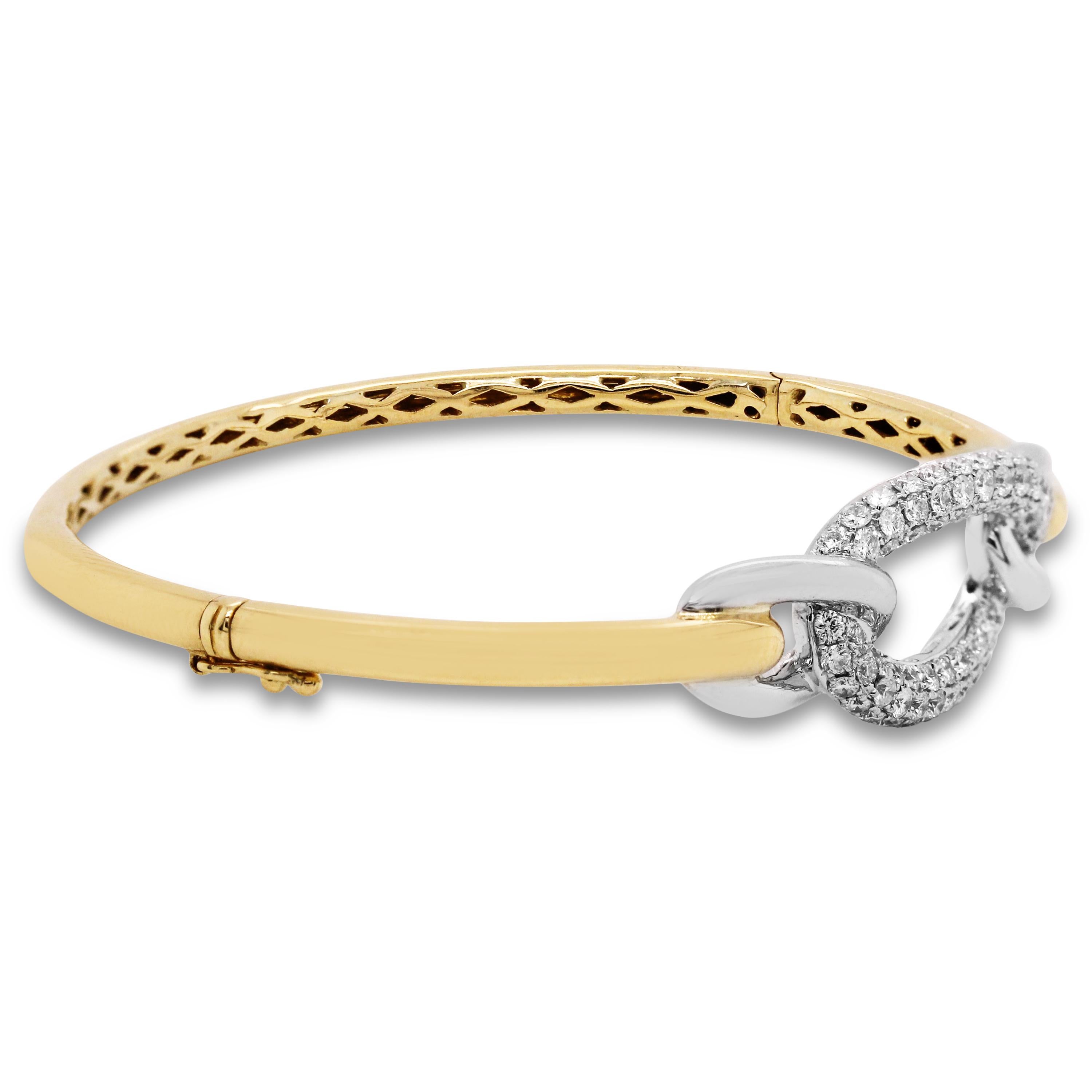 Armreif aus zweifarbigem Gelb-Weißgold und Diamanten (Rundschliff)