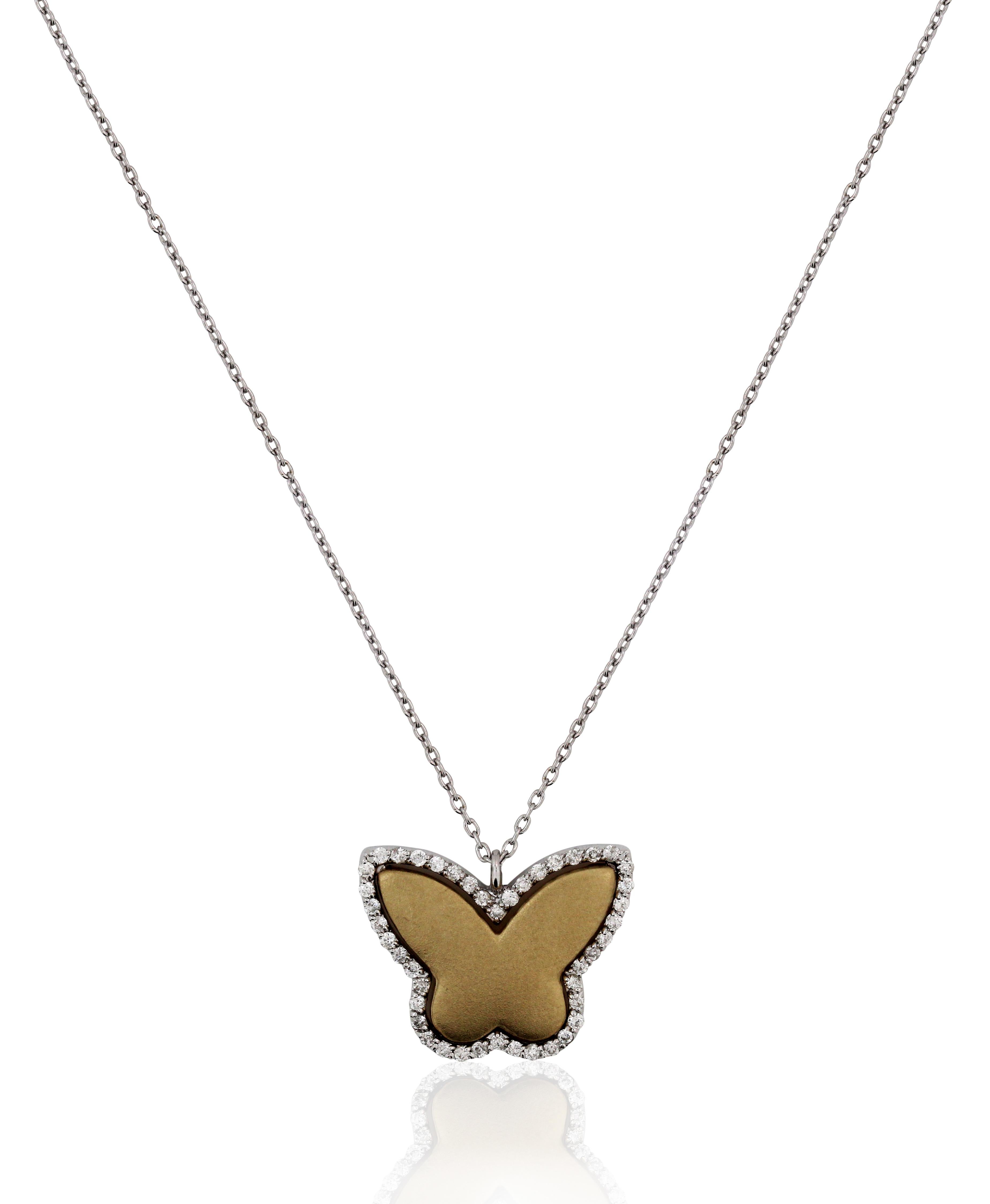 14K Two-Tone Yellow White Gold and Diamond Butterfly Pendant Necklace

0.22 carat G color, SI clarity diamonds 

4.00 grams 14K gold

Pendant is 0.50 inch length x 0.70 inch width 

Chain is 17 inches in length with option to wear at 16 inches