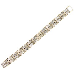 Two-Tone Yellow White Gold and Diamond Men's Bracelet