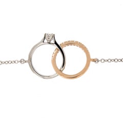 Two-Toned 18 Karat Gold Diamond Interlocking Engagement Ring Necklace