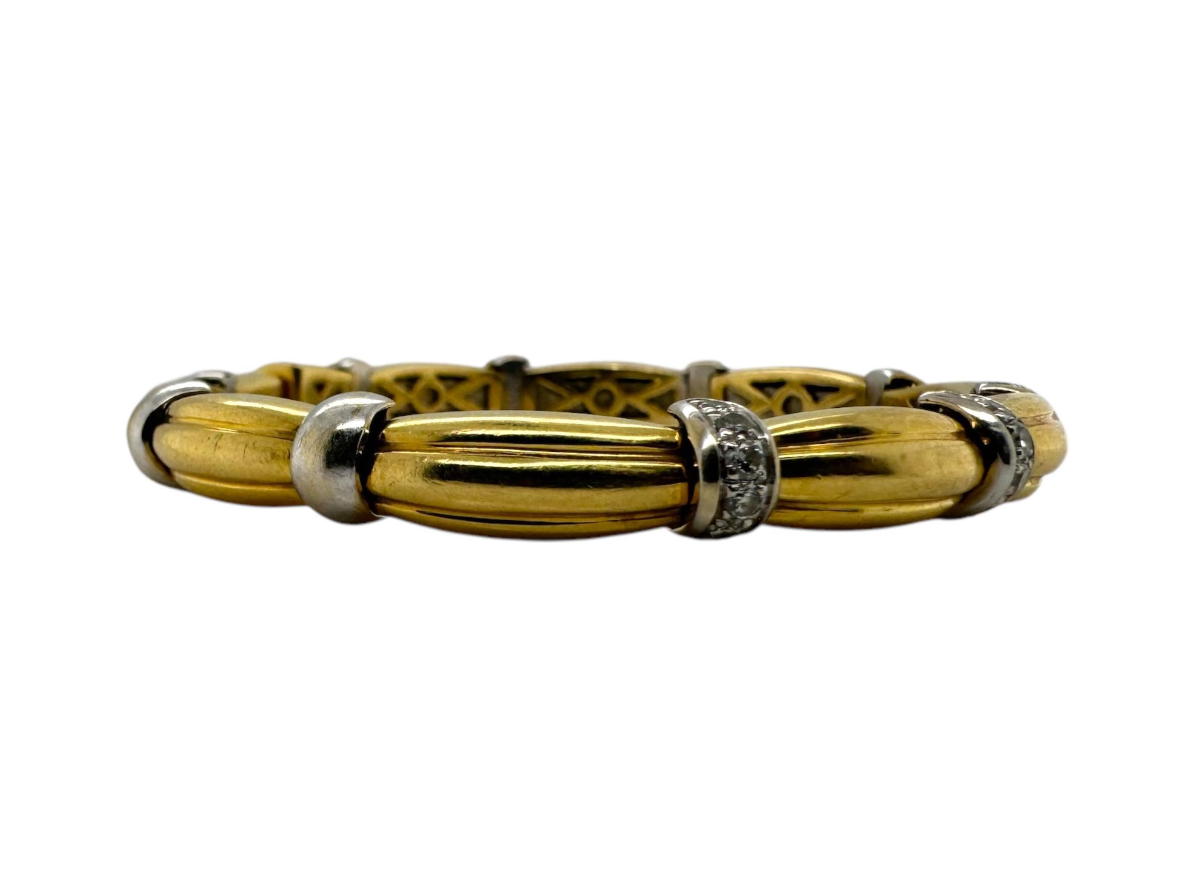 Donna Bracciale Bangle con diamanti in oro 18 carati bicolore in vendita