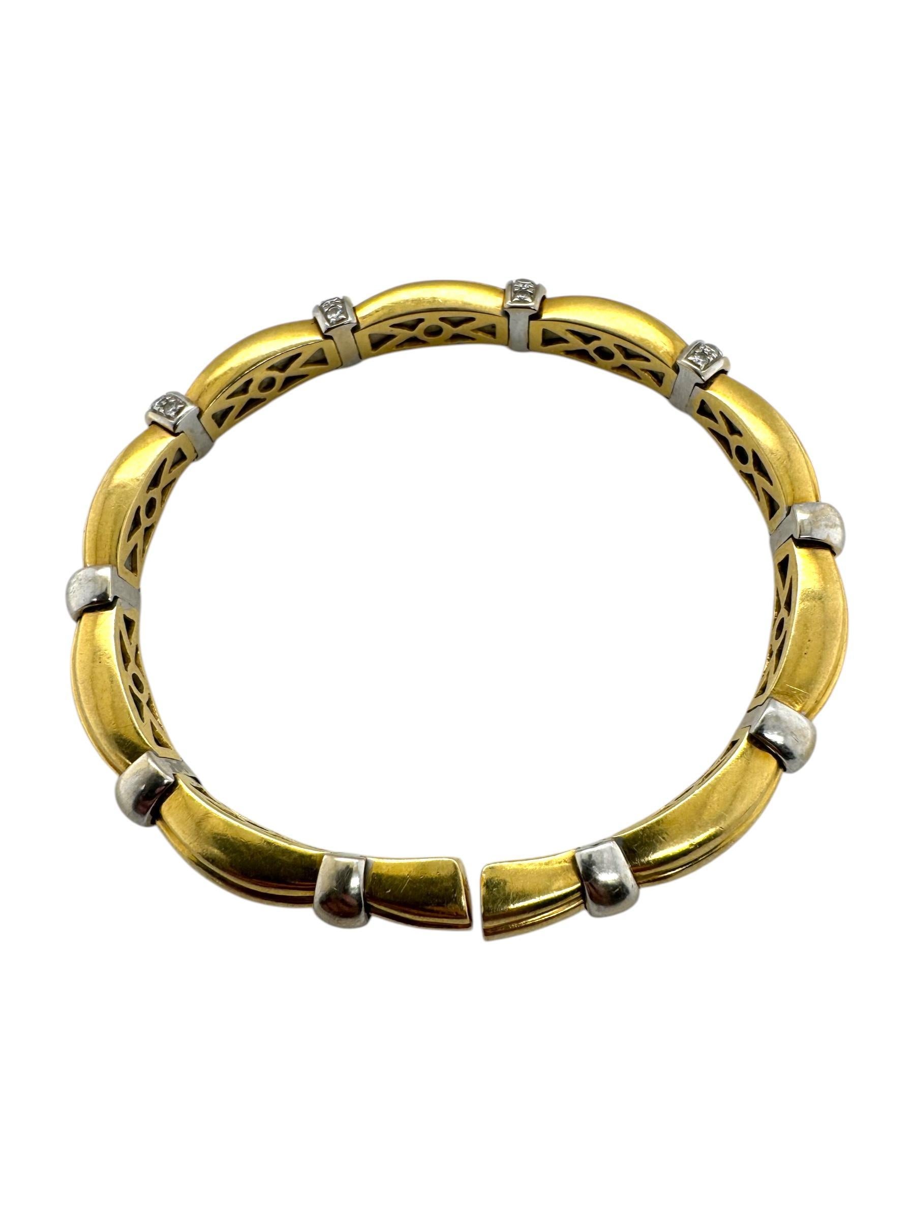 Bracciale Bangle con diamanti in oro 18 carati bicolore in vendita 2
