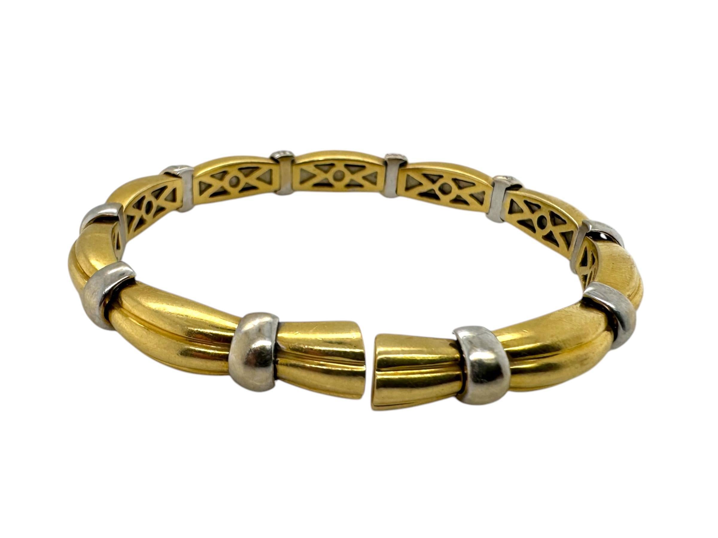 Bracciale Bangle con diamanti in oro 18 carati bicolore in vendita 3