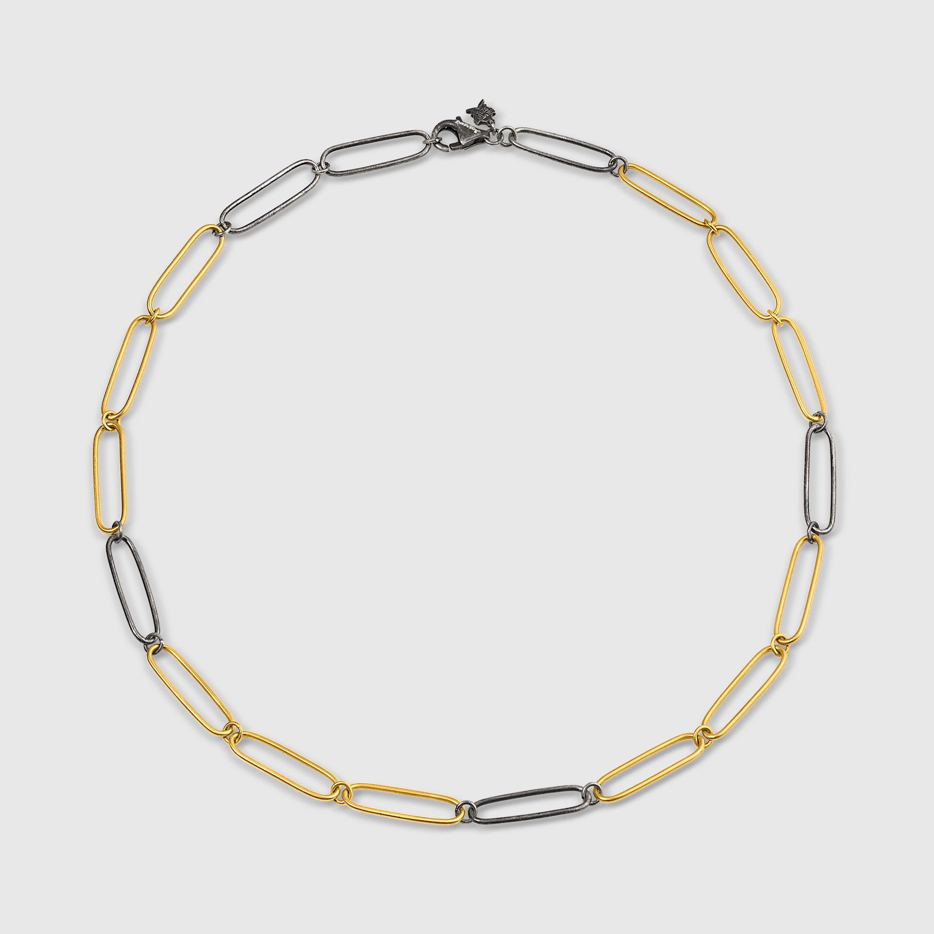 Two-Toned 24K Gold and Silver Chain 16