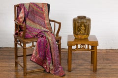 Two-Toned Brown Vase with Archaic Style Figures and Calligraphy Motifs