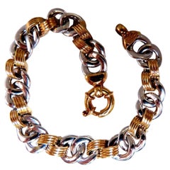 Two Toned Chain Link Loop Bracelet 14kt*