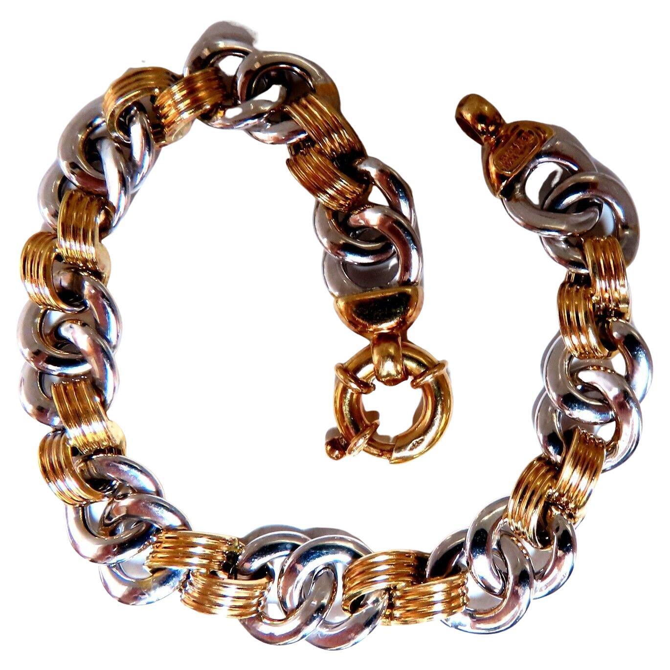 Two Toned Chain Link Loop Bracelet 14kt For Sale