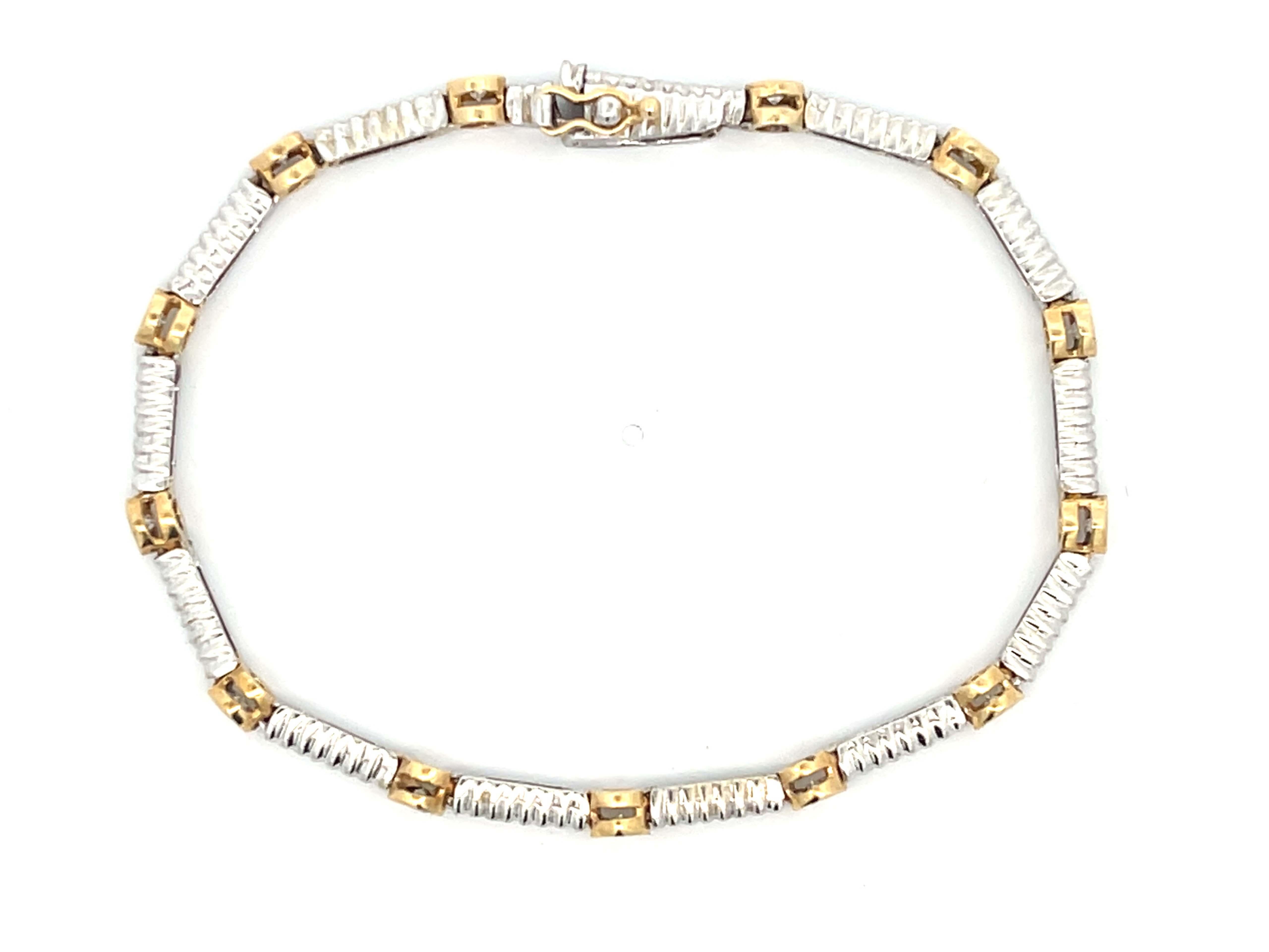 Modern Two Toned Diamond Bracelet in 14k Gold For Sale