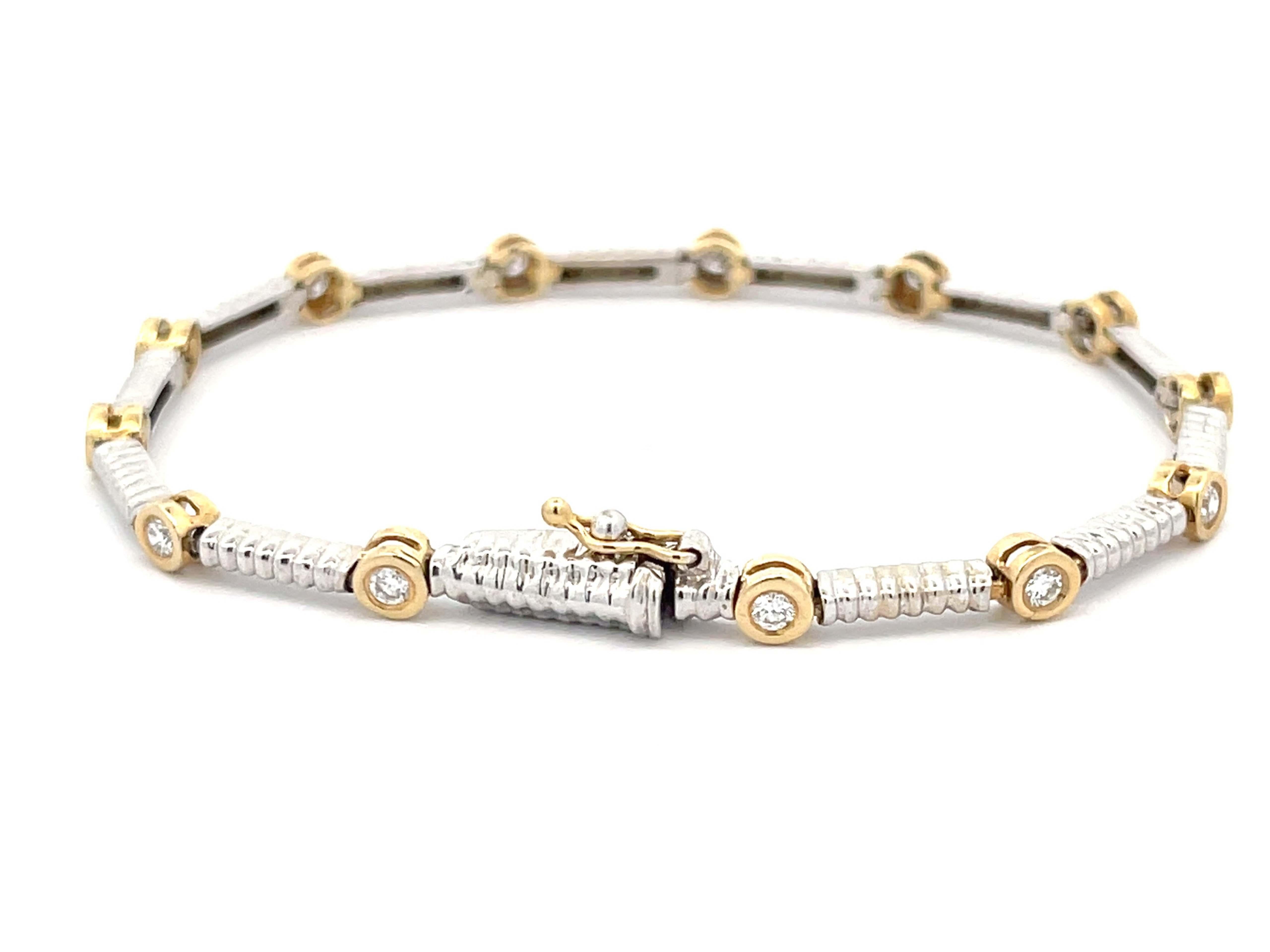 Women's Two Toned Diamond Bracelet in 14k Gold For Sale