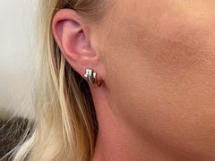 Two Toned Diamond Omega Back Earrings 14K Gold