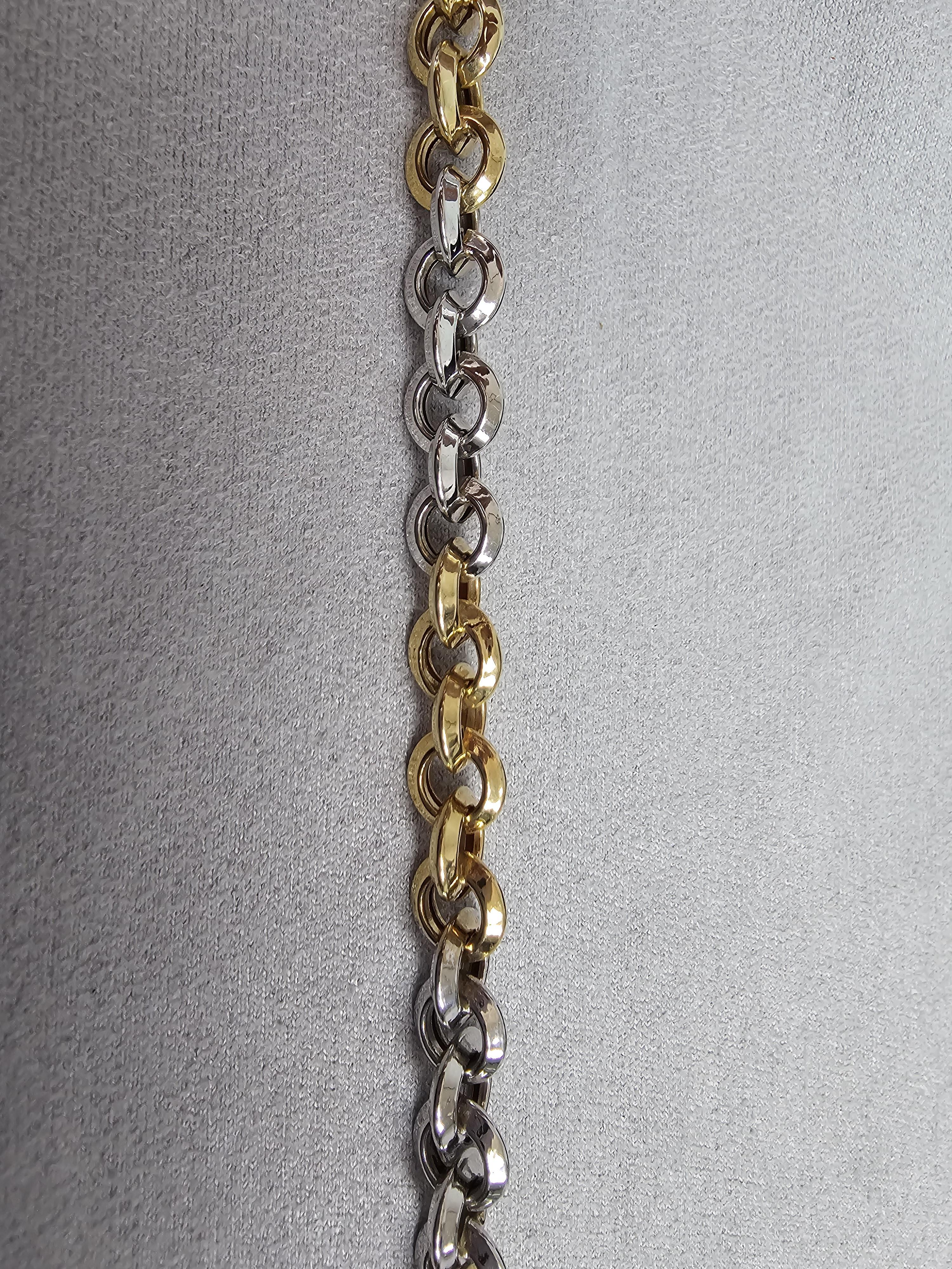 da uomo o donna Two-Toned Fancy Polished Link Bracelet 14k Gold in vendita