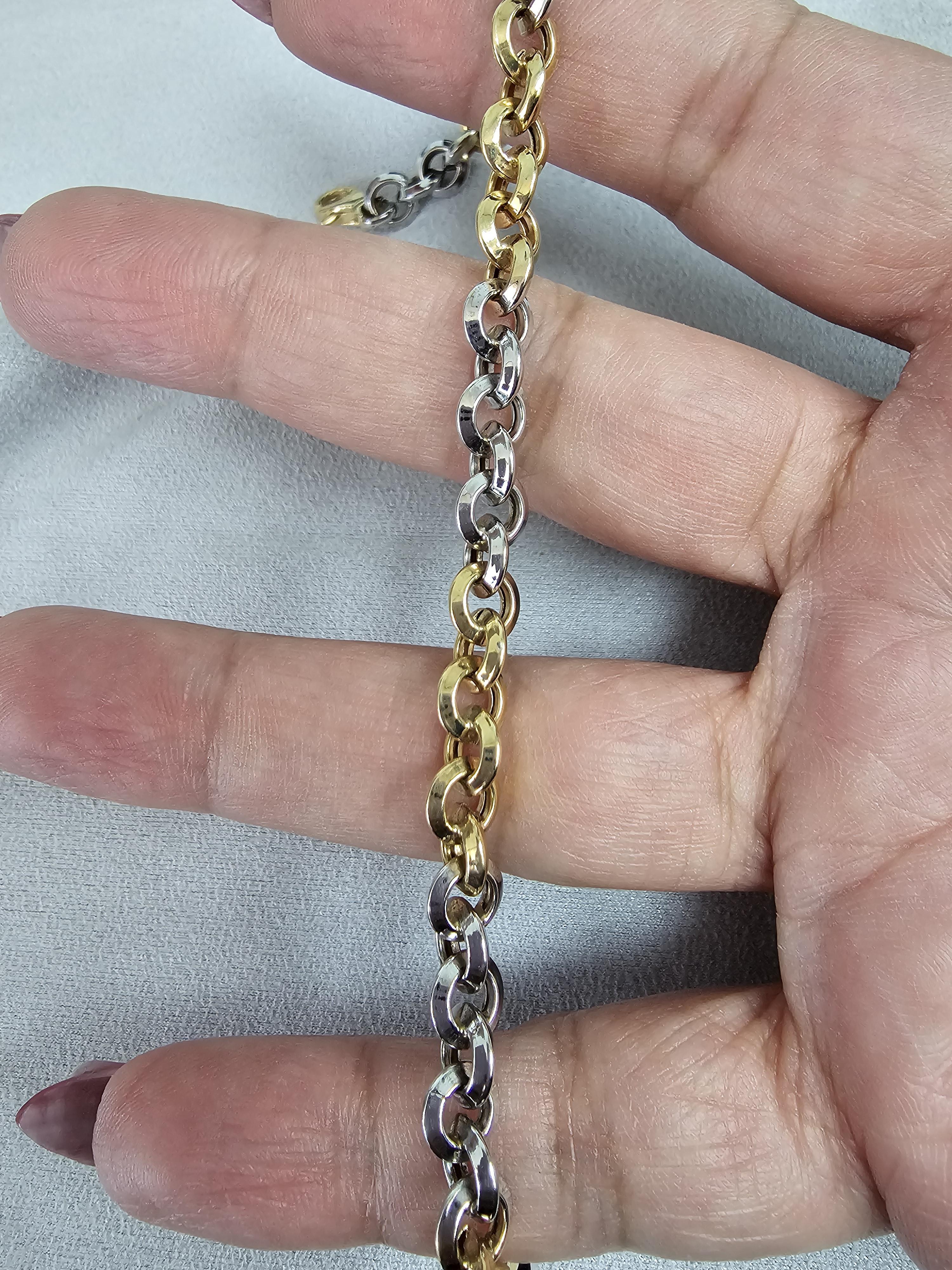 Two-Toned Fancy Polished Link Bracelet 14k Gold in vendita 1