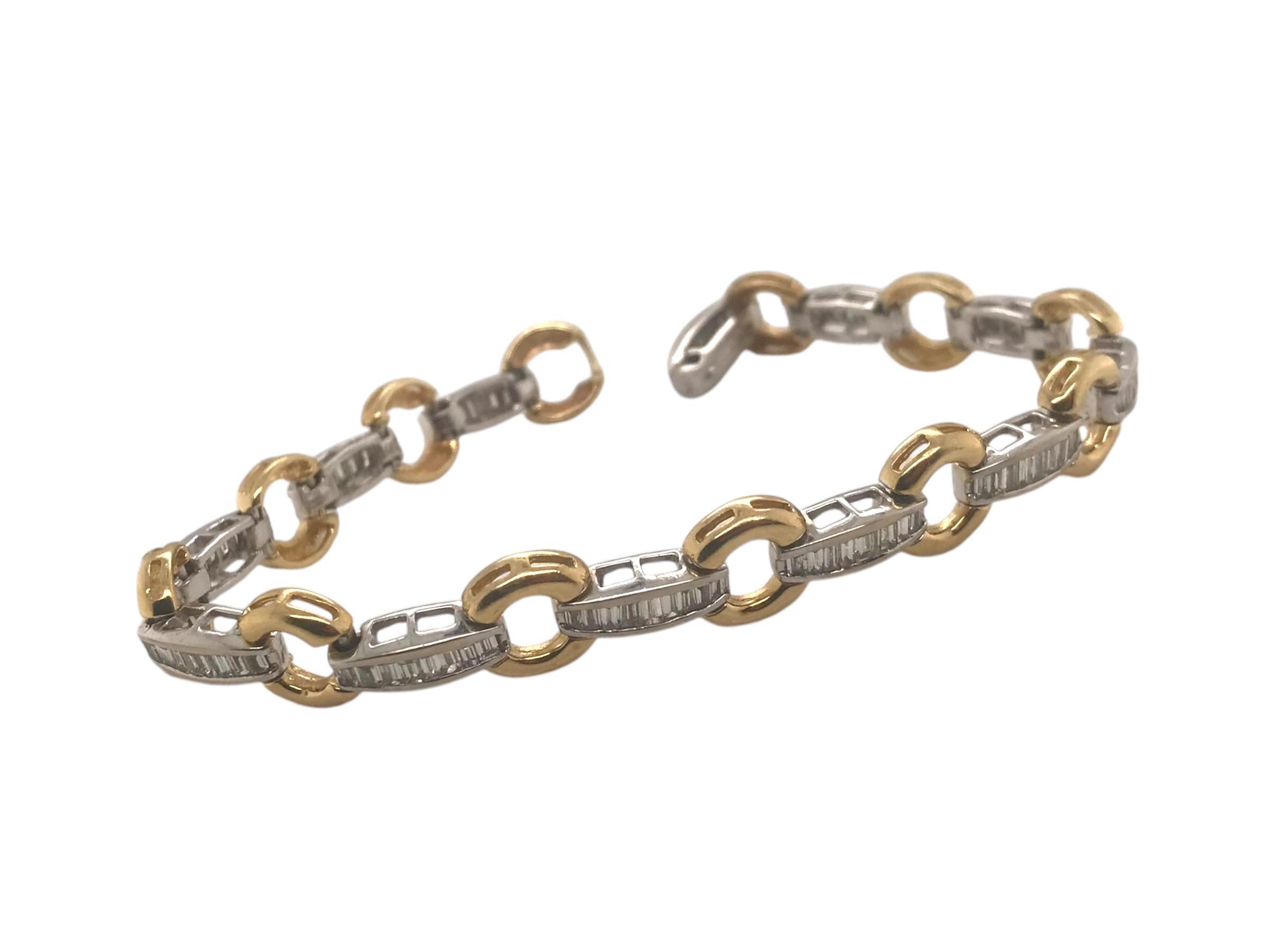 Women's Two Toned Gold Baguette Cut Diamond Tennis Bracelet 3 Carat