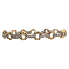 Two Toned Gold Baguette Cut Diamond Tennis Bracelet 3 Carat