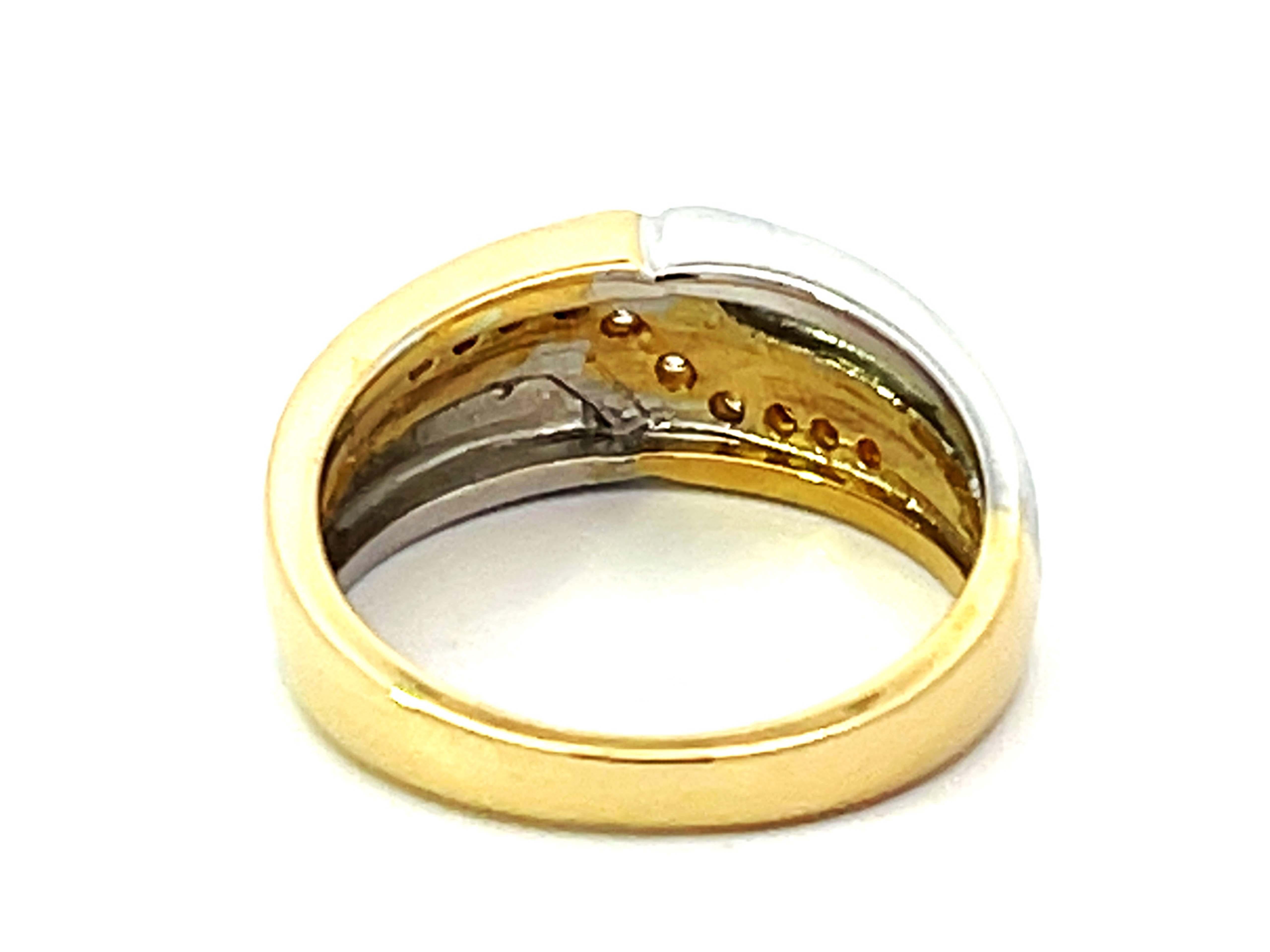 Two Toned Gold Mens Ring with Diamonds 14K Yellow Gold For Sale 1