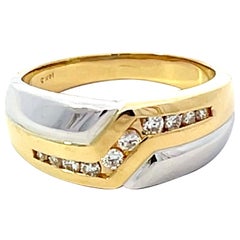 Anello da uomo in oro bicolore con diamanti in oro giallo 14K