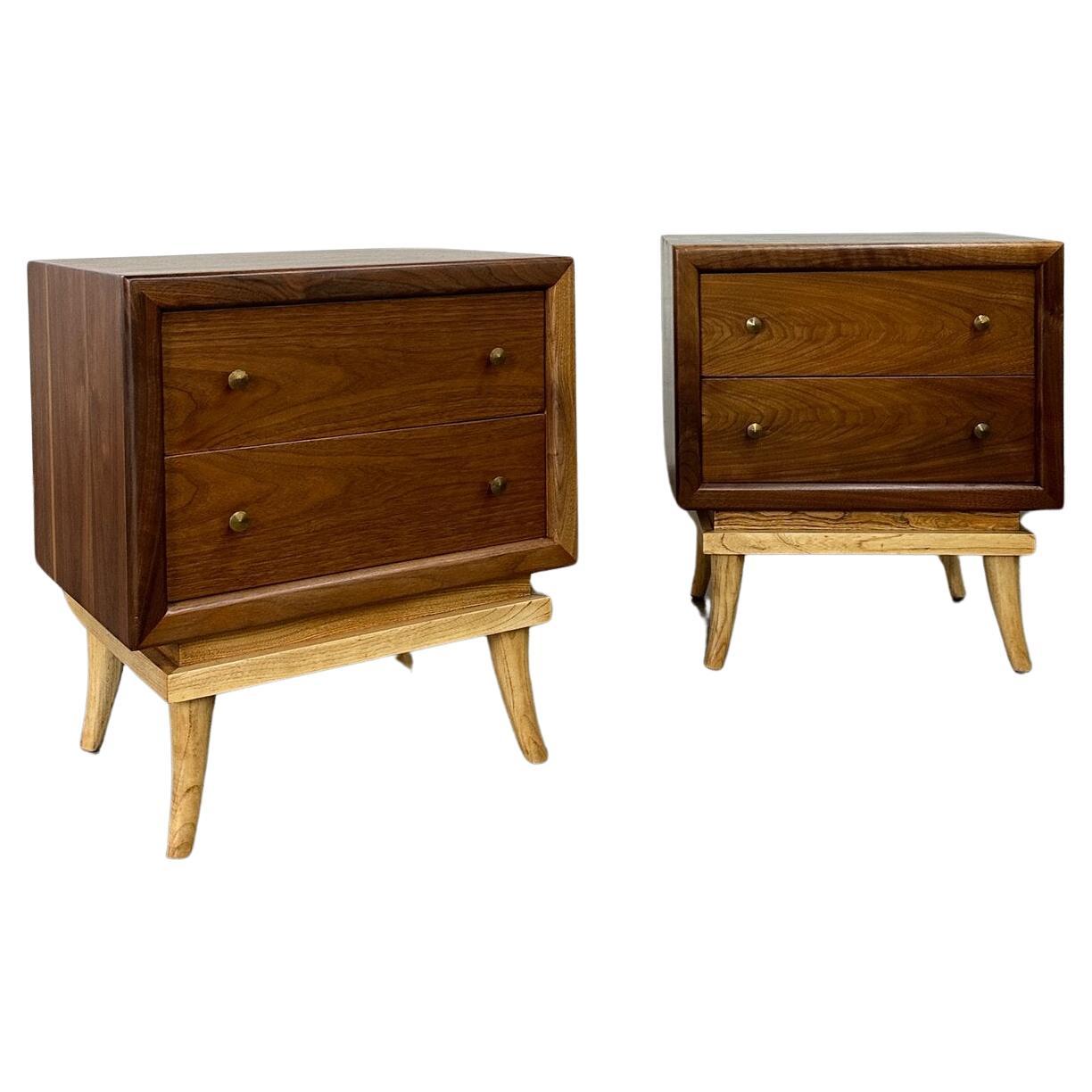 Two Toned Nightstands by American of Martinsville- Pair For Sale