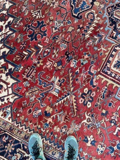 Two-toned Palace Size Vintage Northwest Tribal Heriz Rug, c.1950's
