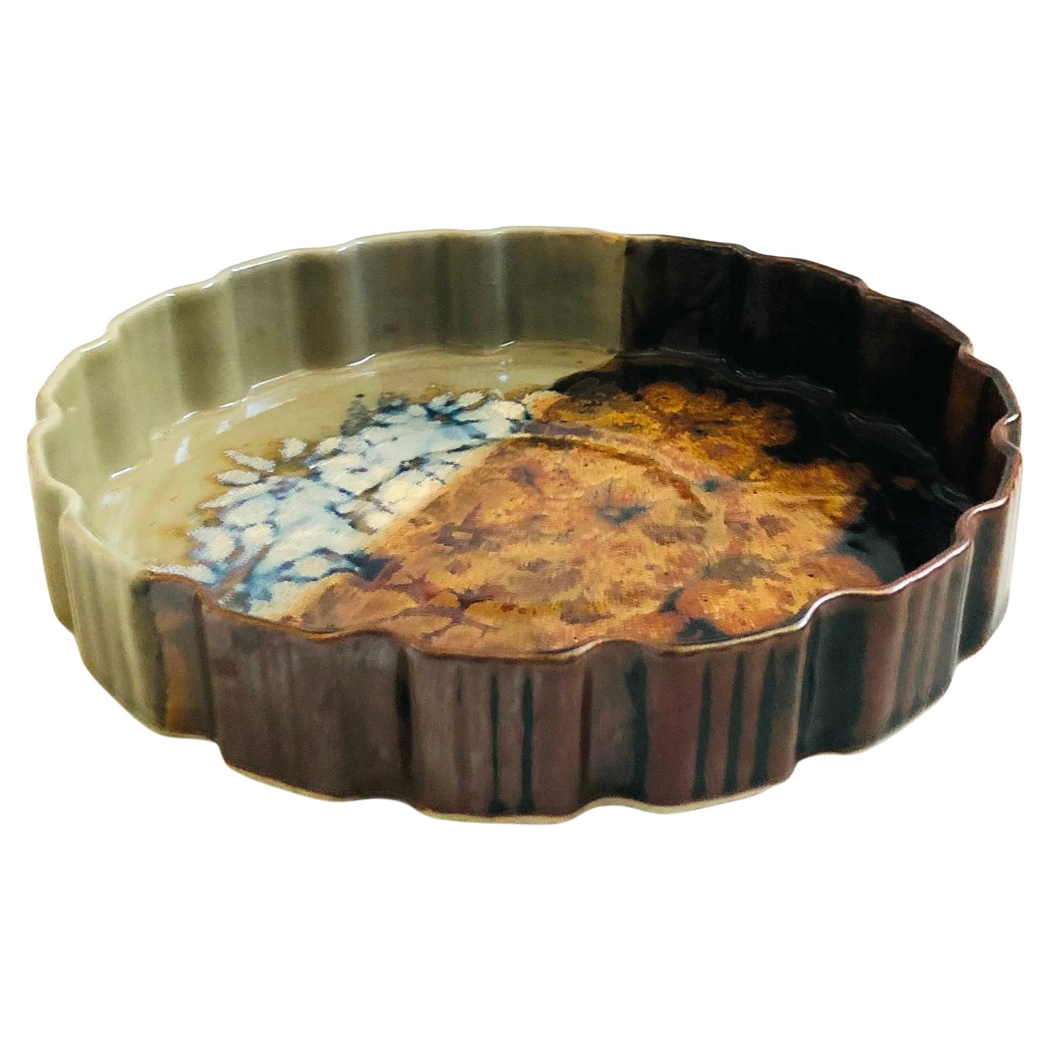 Plato para quiche de cerámica Studio Pottery de dos tonos