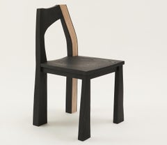 Chaise de salle à manger en frêne et tapisserie bicolore Alexis & Ginger