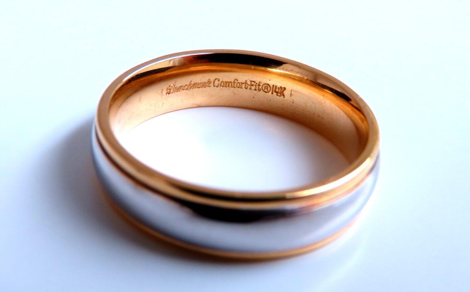 Two Toned Unisex Gold Band 14kt Size 10 5.8mm In New Condition For Sale In New York, NY