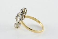 Mid-Century Two-Toned 14K Gold Diamond Cluster Ring