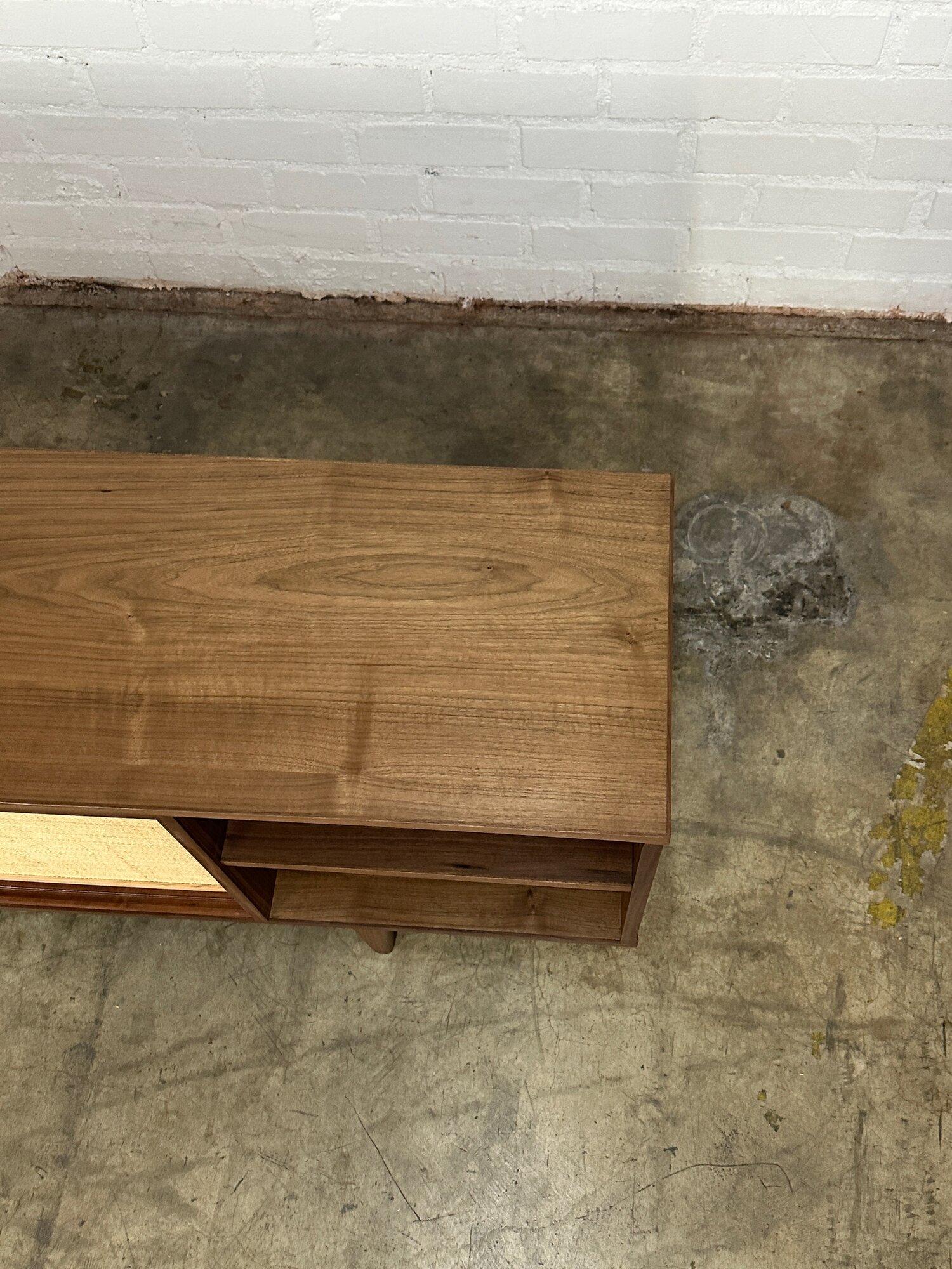 Two Toned Walnut & Cane Credenza For Sale 4