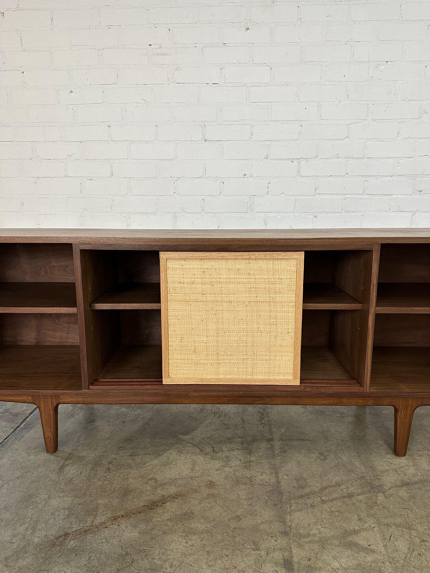 Two Toned Walnut & Cane Credenza For Sale 5