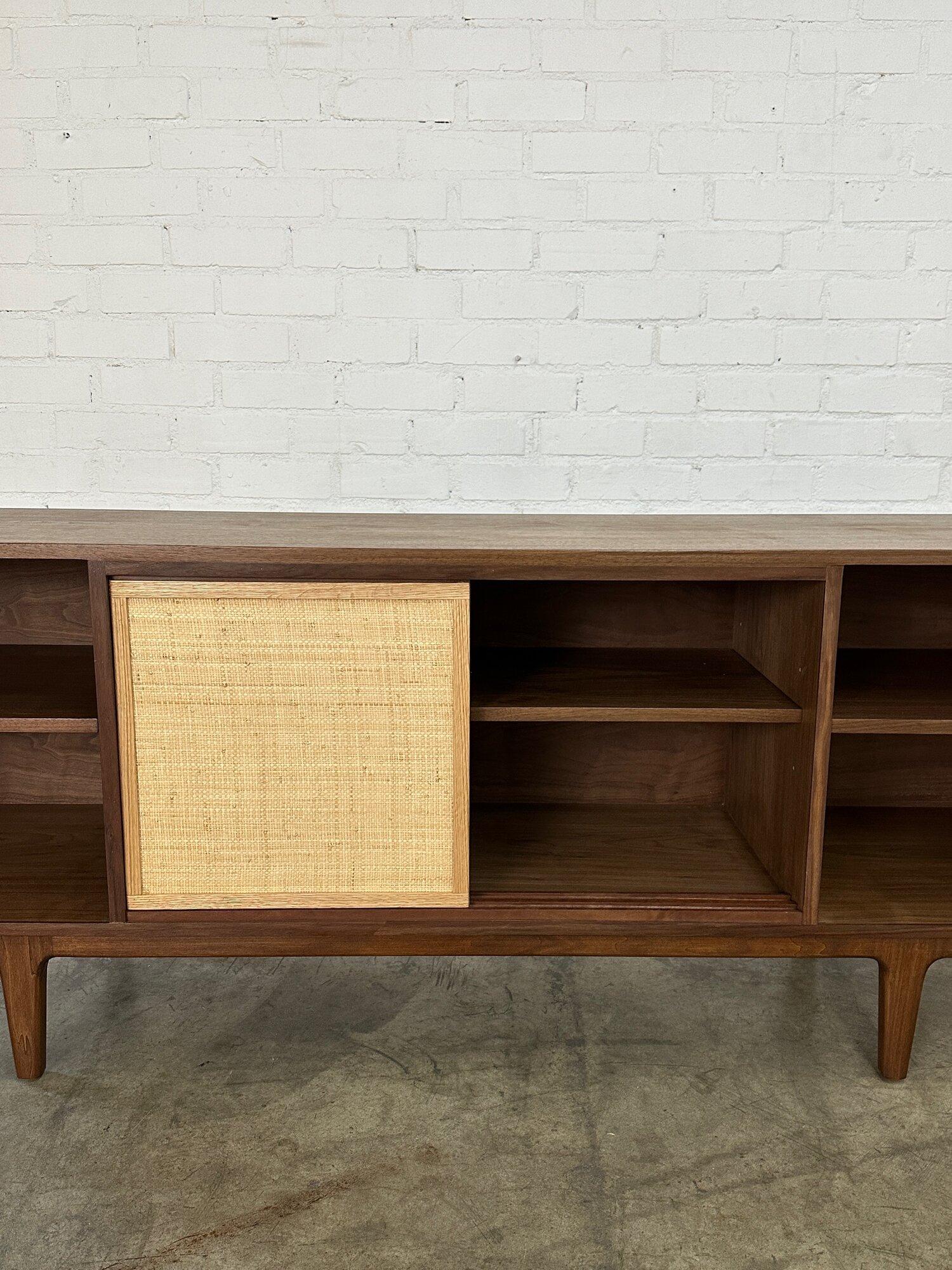 Two Toned Walnut & Cane Credenza For Sale 6