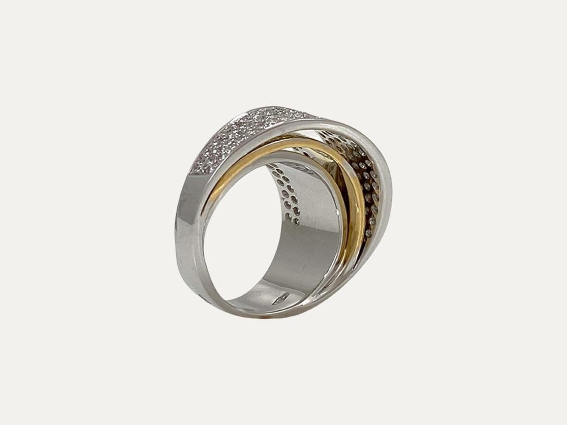 Taille brillant Bague en or deux tons avec diamants en vente