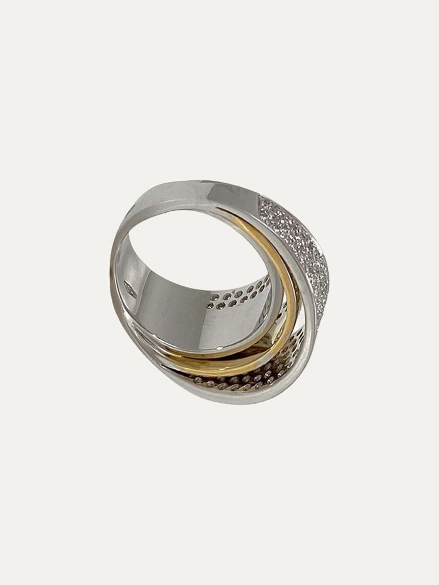 Bague en or deux tons avec diamants Bon état - En vente à Lisboa, PT
