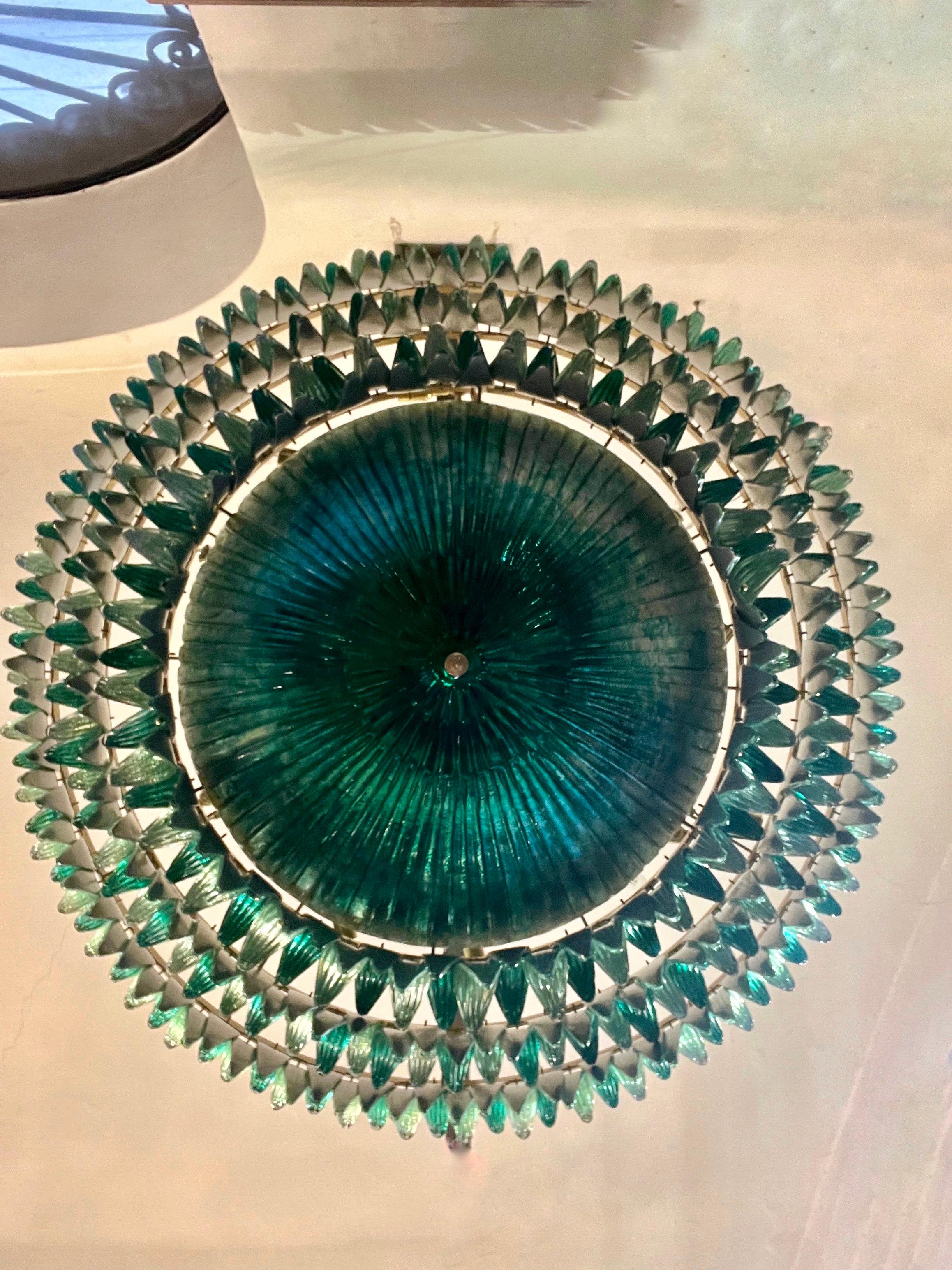 Lustre vert miroir en verre de Murano 1980 en vente 5