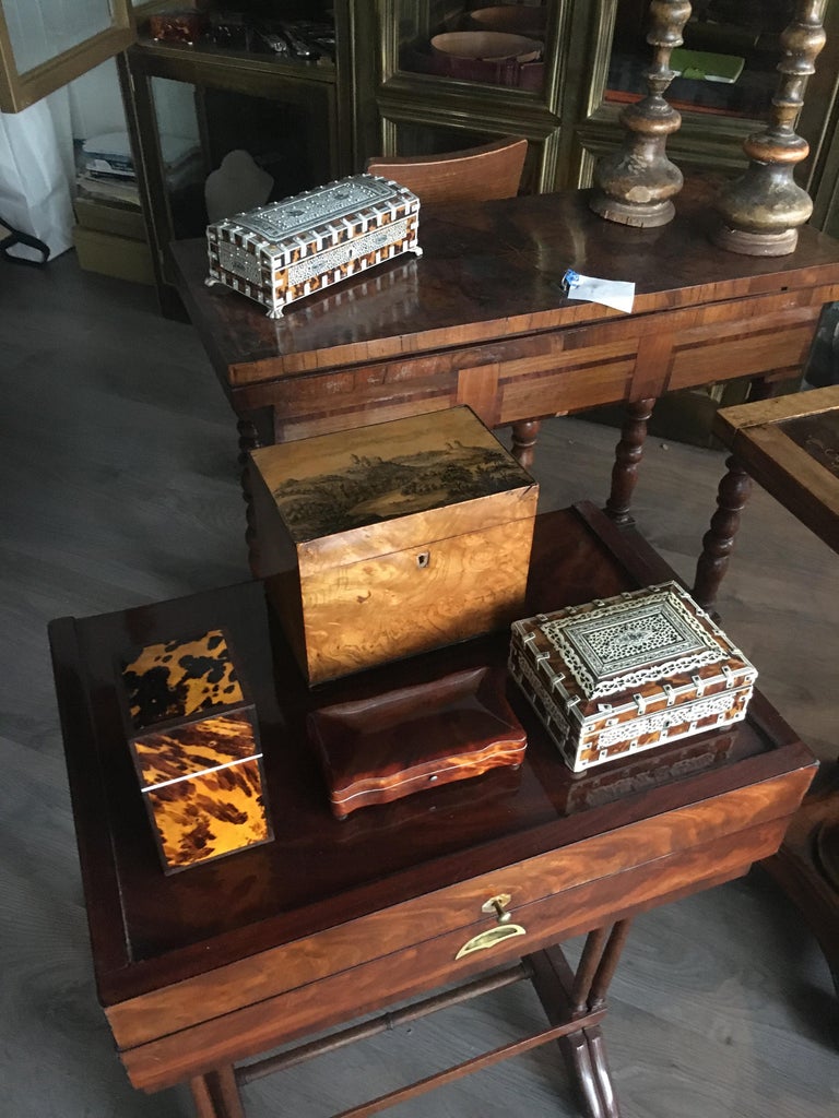19th Century Two Tortoise Shell Veneer Boxes For Sale
