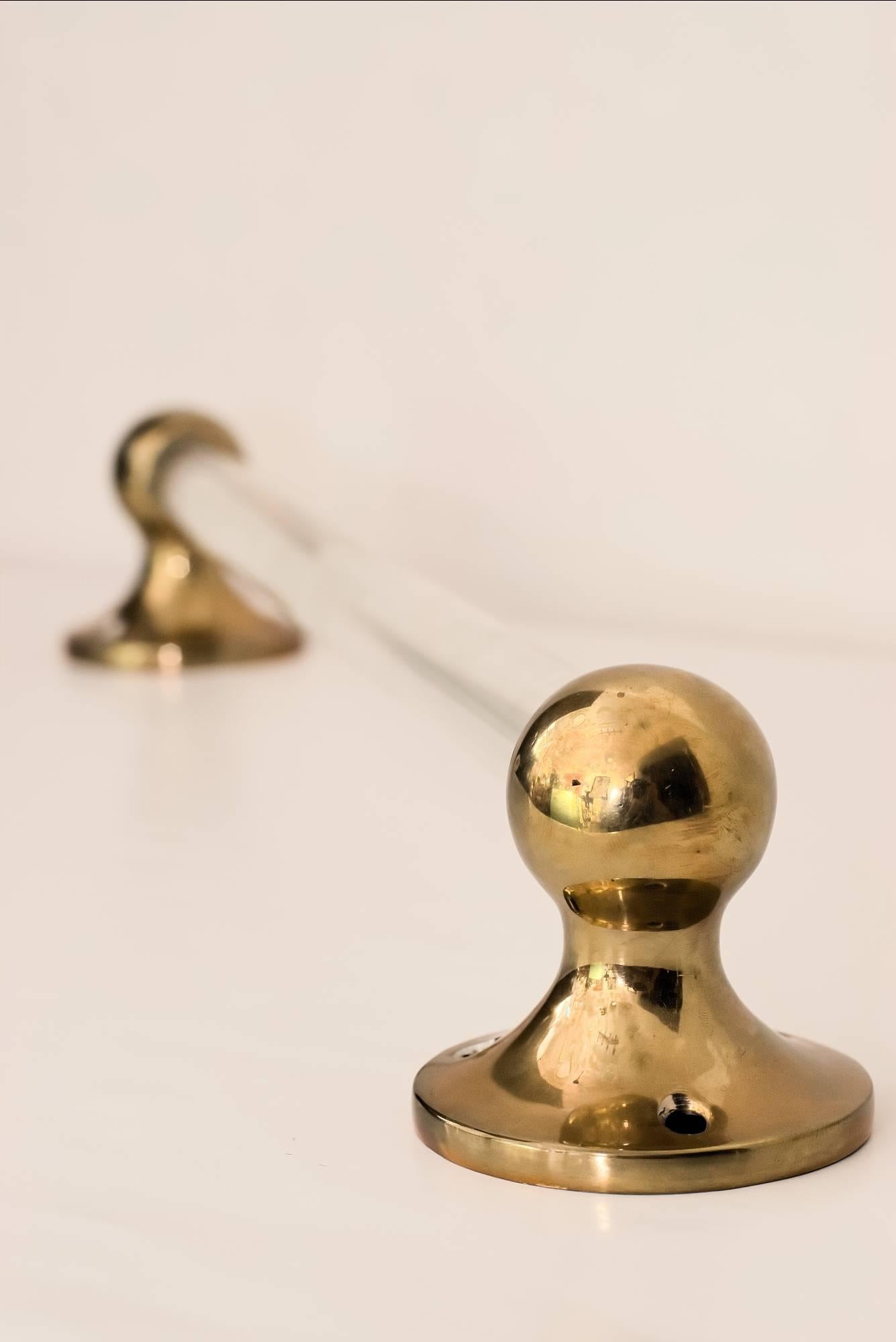 Austrian Two Towel Holder Brass and Glass