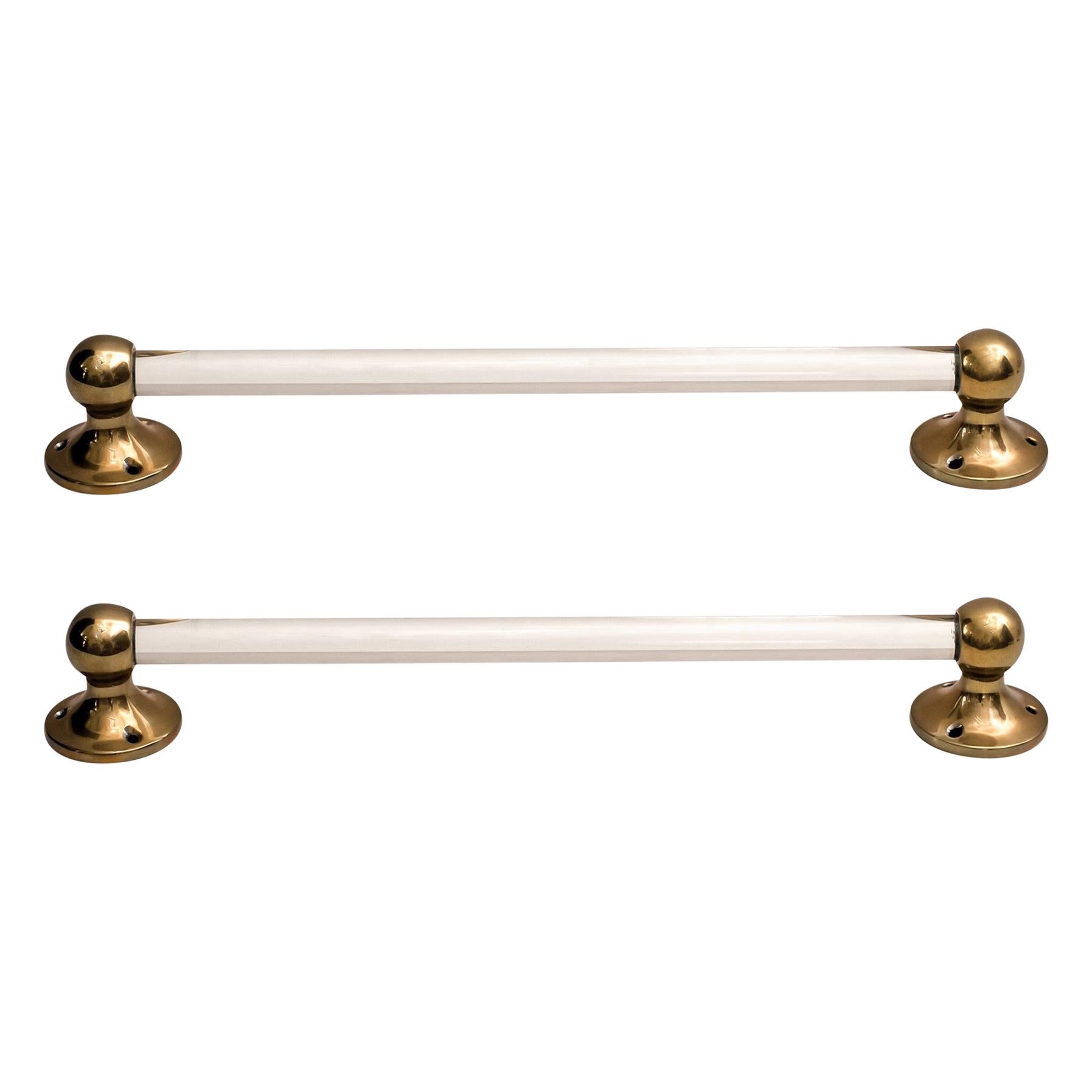 Two Towel Holder Brass and Glass
