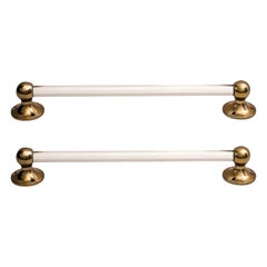 Two Towel Holder Brass and Glass