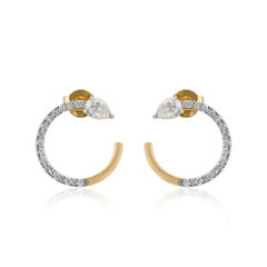 Two Town Diamond Stud Solid 14k Yellow Gold Natural G/Si Diamond Earring Jewelry
