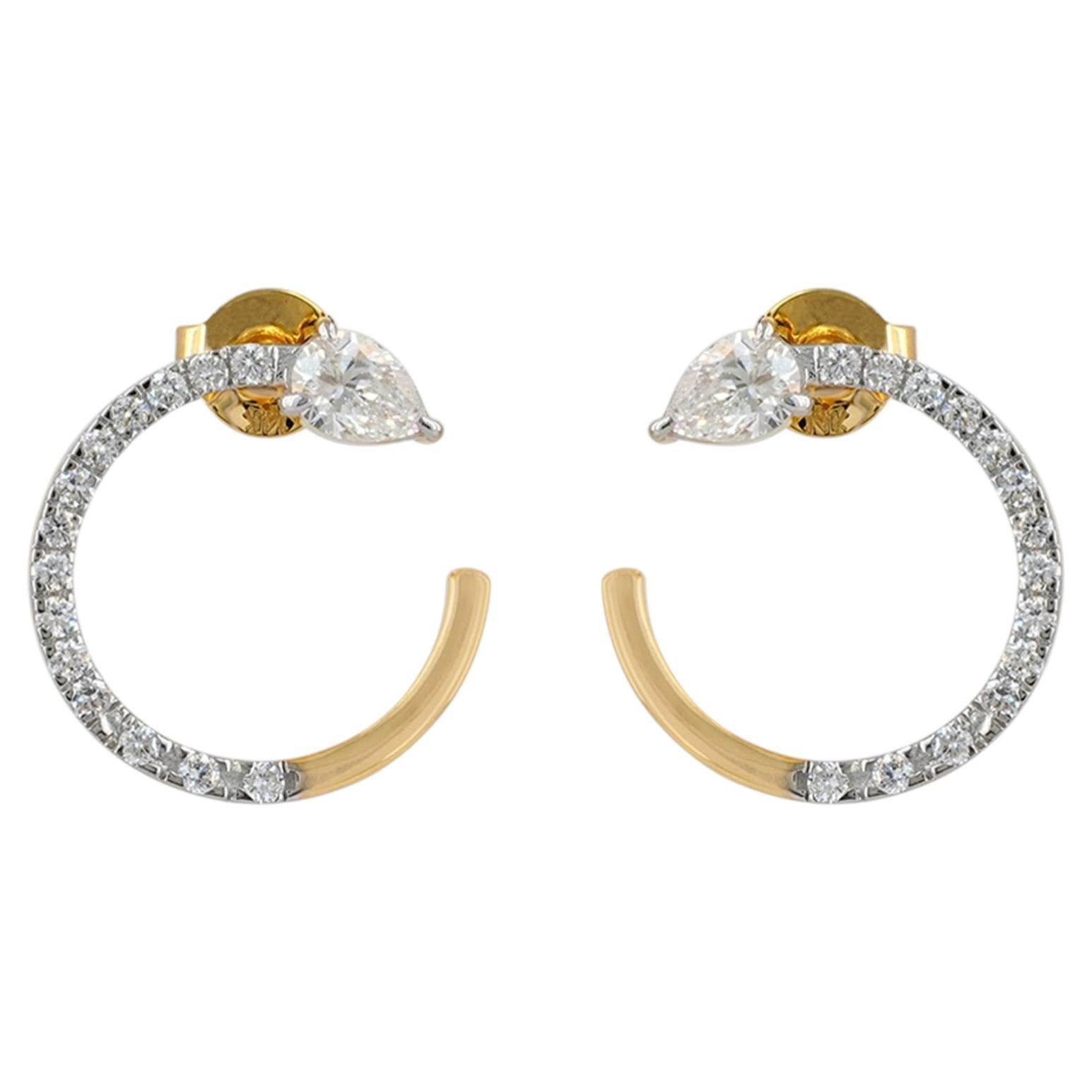 Two Town Diamond Stud Solid 14k Yellow Gold Natural G/Si Diamond Earring Jewelry