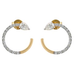 Two Town Diamond Stud Solid 14k Yellow Gold Natural G/Si Diamond Earring Jewelry