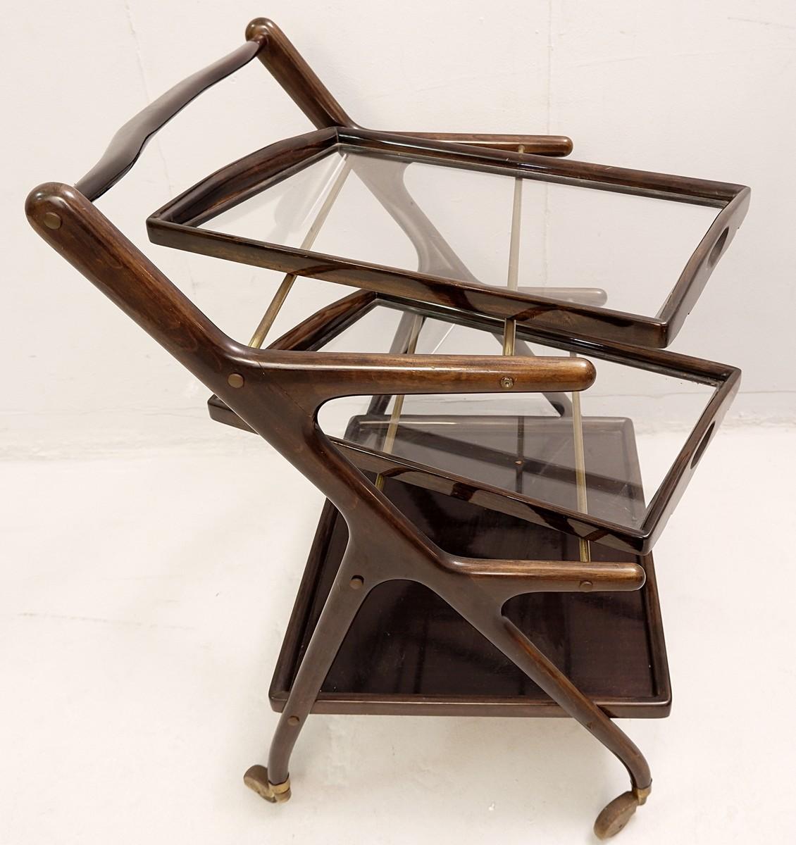 Two trays bar cart by Cesare Lacca, Italy 1950s.