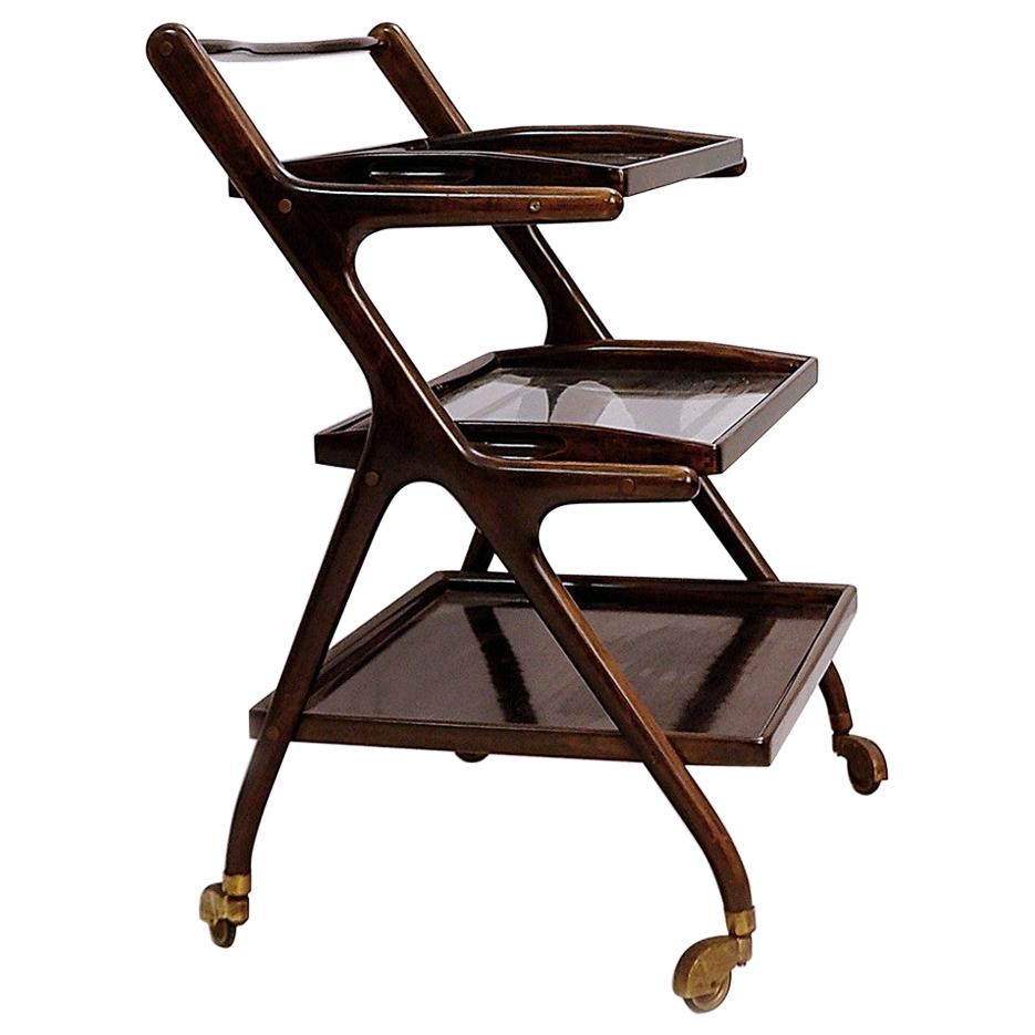 Two Trays Bar Cart by Cesare Lacca, Italy 1950s For Sale