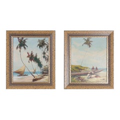 Two Tropical Oil Paintings on Canvas