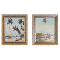 Two Tropical Oil Paintings on Canvas
